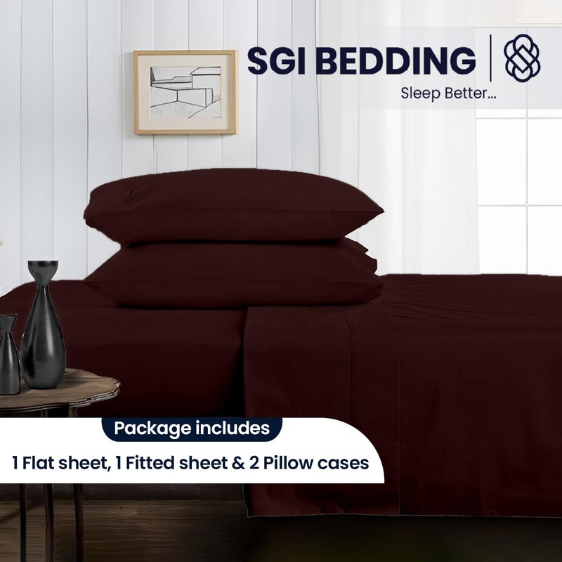 SGI bedding 600 Thread Count 4 Piece 100% Egyptian Cotton Queen Size Sheets Set, 15" Deep Pocket Sheet Set, Premium, Breathable, Soft and Hotel-Quality Luxury Sheets - Chocolate - Image 2